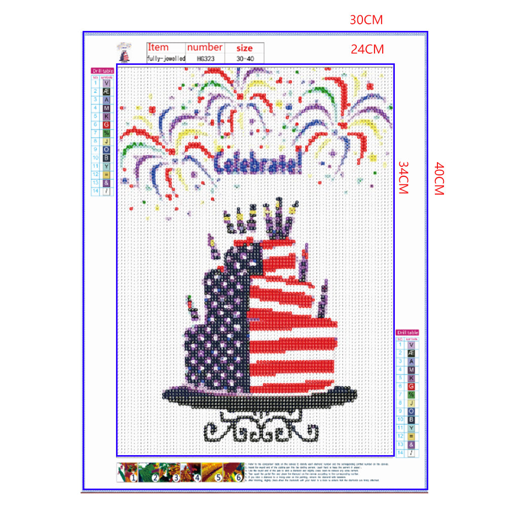 Full Diamond Painting kit - Congratulations cake