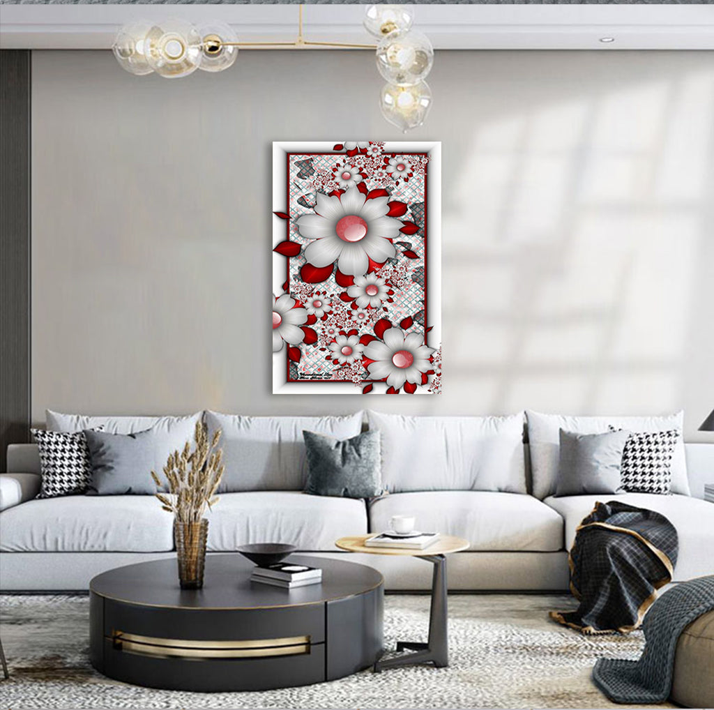 Full Diamond Painting kit - Red and white flowers