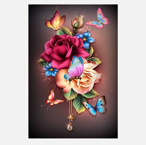 Full Diamond Painting kit - Flowers and butterflies