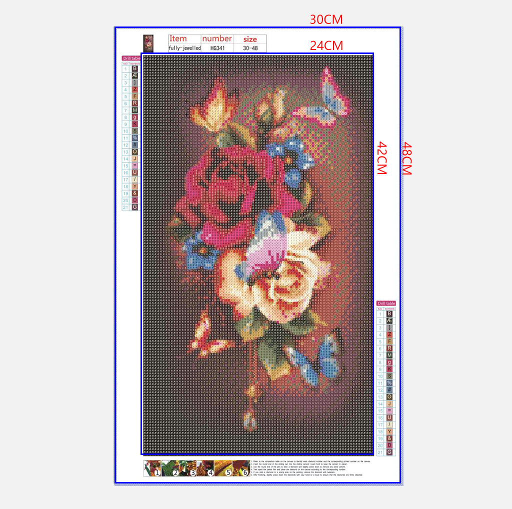 Full Diamond Painting kit - Flowers and butterflies