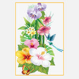 Full Diamond Painting kit - Flowers and butterfly and hummingbird