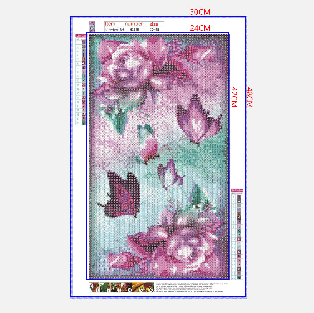 Full Diamond Painting kit - Flowers and butterflies