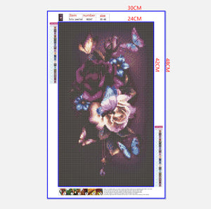 Full Diamond Painting kit - Roses and butterflies