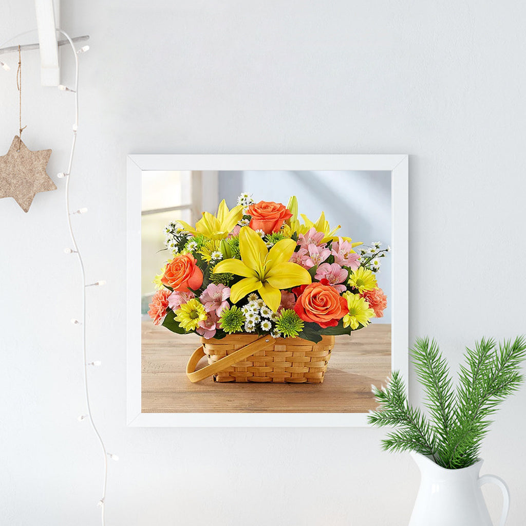 Full Diamond Painting kit - Beautiful flowers on flower basket