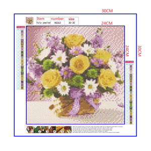 Full Diamond Painting kit - Beautiful flowers on flower basket