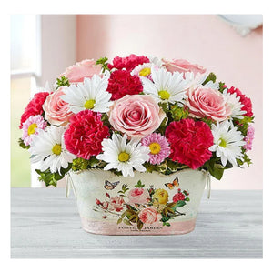 Full Diamond Painting kit - Beautiful flowers on the flower basket