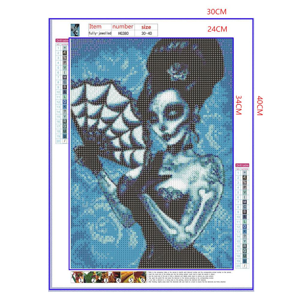 Full Diamond Painting kit - Beautiful skeleton woman
