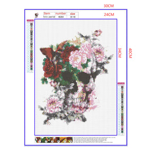 Full Diamond Painting kit - Flowers on skull