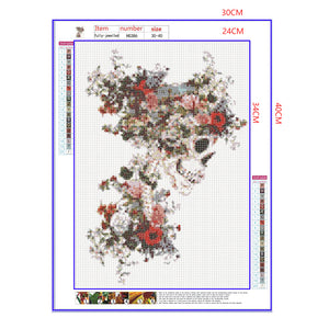 Full Diamond Painting kit - Flowers on skull