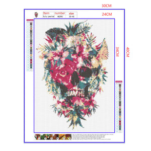 Full Diamond Painting kit - Flowers on skull