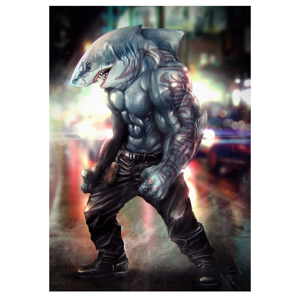 Full Diamond Painting kit - Shark head human body