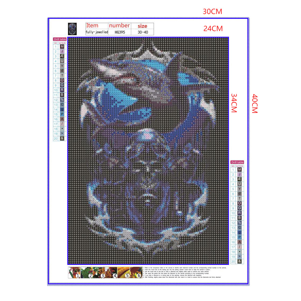 Full Diamond Painting kit - skull and shark