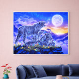 Full Diamond Painting kit - White Tiger Family