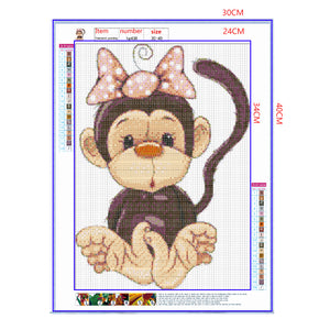 Full Diamond Painting kit - Cute monkey with a bow-knot