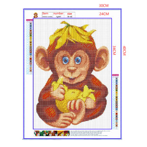 Full Diamond Painting kit - Monkey eating banana