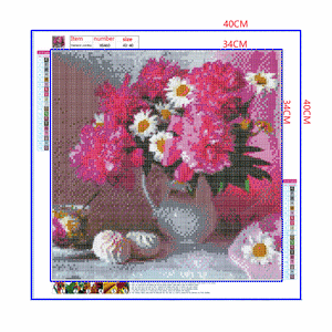 Full Diamond Painting kit - Peony and white flowers (16x16inch)