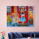 Full Diamond Painting kit - Little girl giving flowers