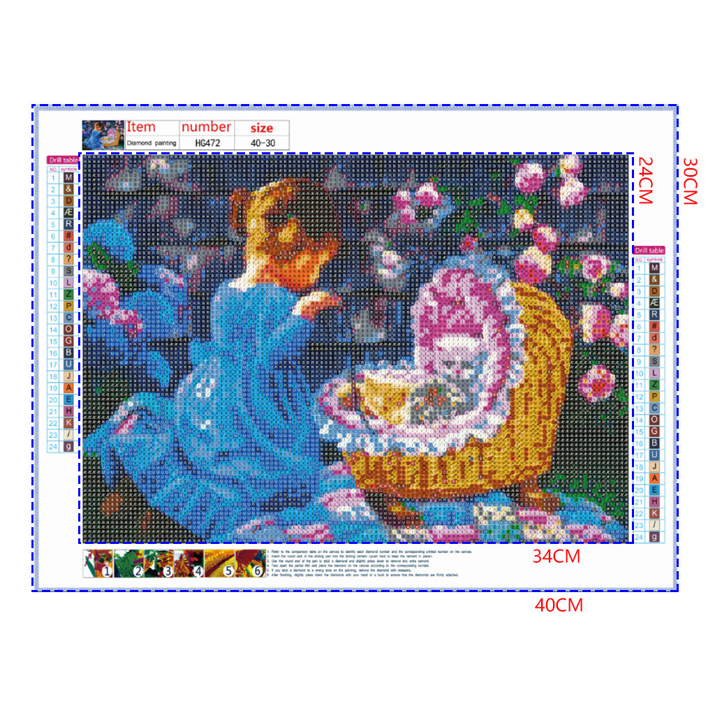 Full Diamond Painting kit - Little girl in charge of cats