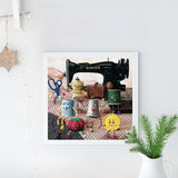 Full Diamond Painting kit - Sewing machine and little tool men