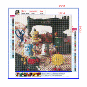 Full Diamond Painting kit - Sewing machine and little tool men