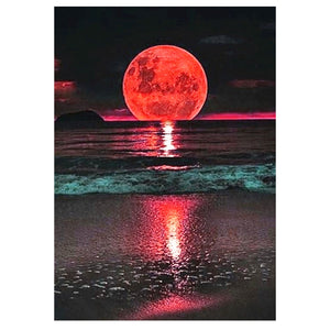 Full Diamond Painting kit - Big moon by the sea