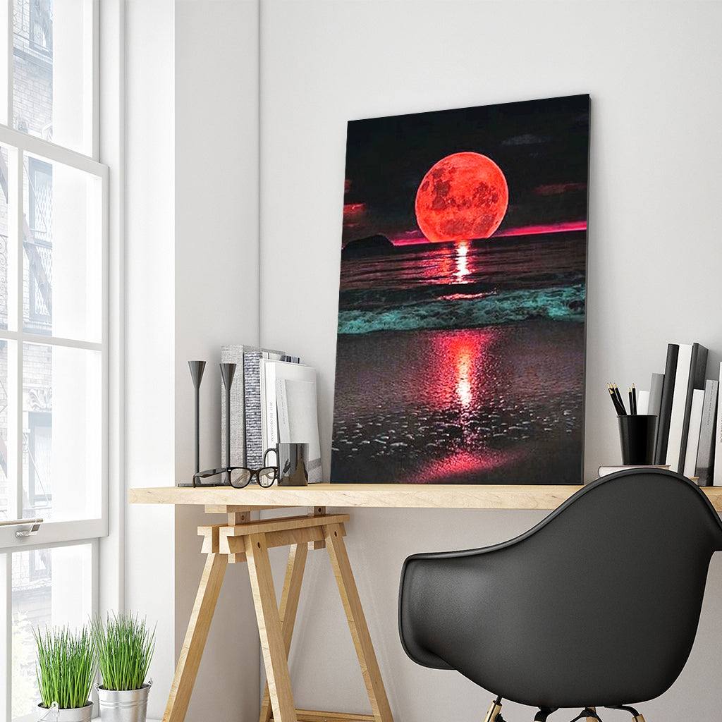 Full Diamond Painting kit - Big moon by the sea