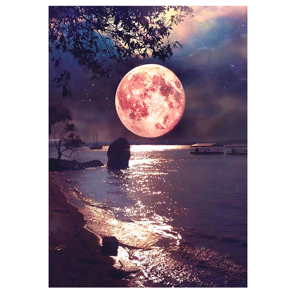 Full Diamond Painting kit - Big moon above the sea