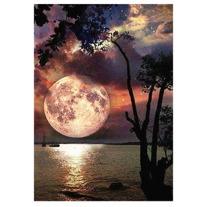 Full Diamond Painting kit - Big moon above the sea