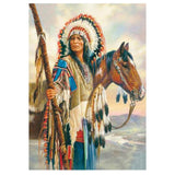 Full Diamond Painting kit - American Indian and a horse