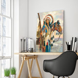 Full Diamond Painting kit - American Indian and a horse