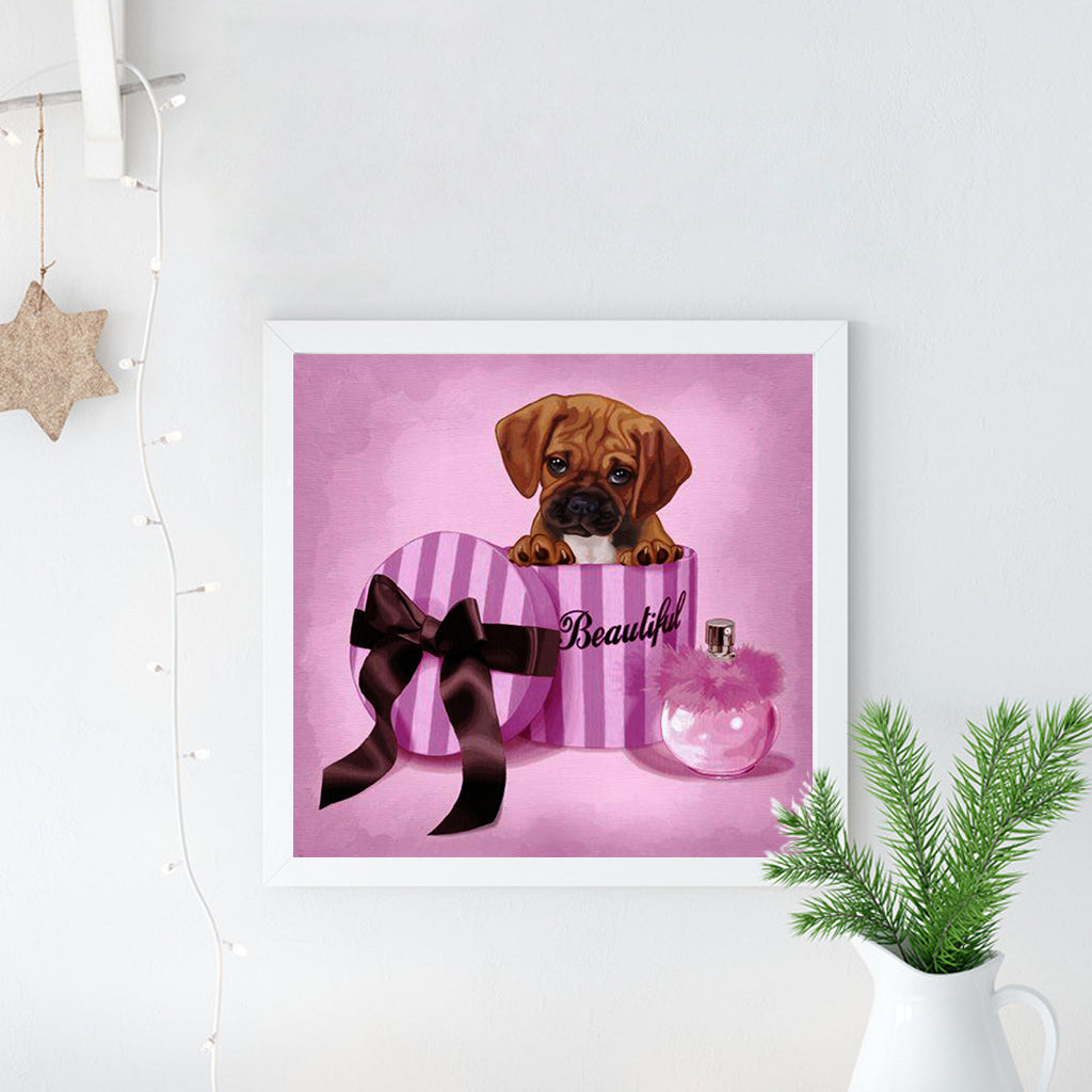 Full Diamond Painting kit - Beautiful dog in a gift