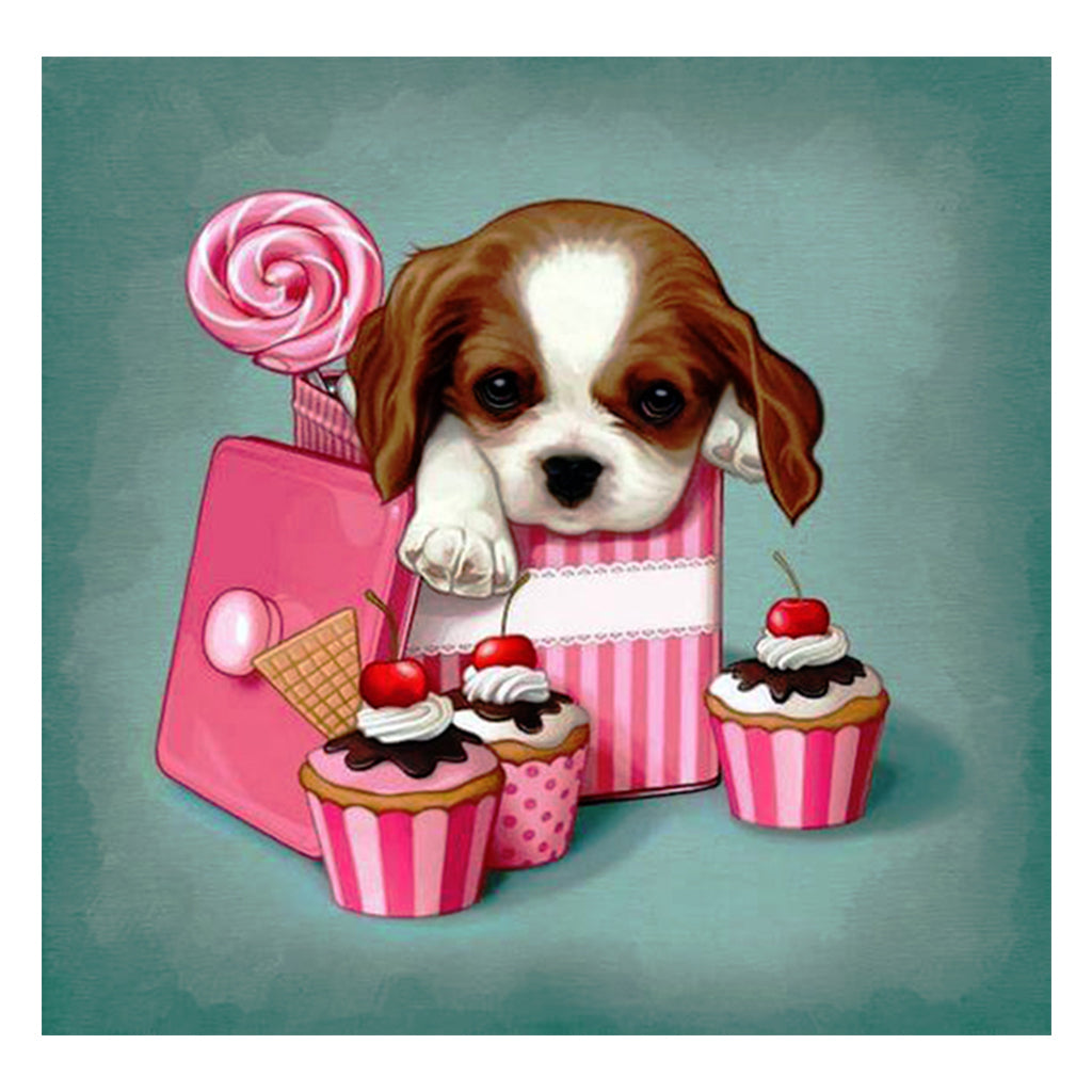 Full Diamond Painting kit - Cute dog and cake