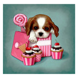 Full Diamond Painting kit - Cute dog and cake