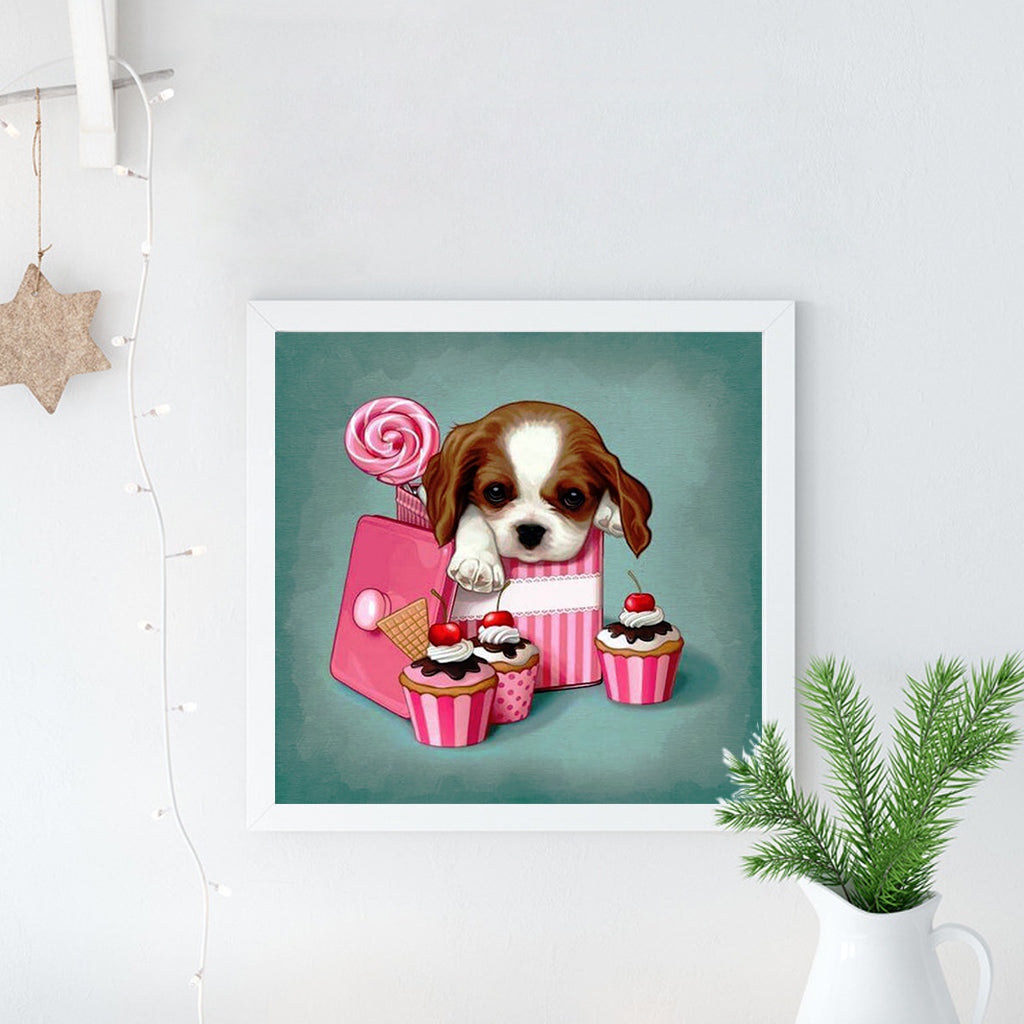 Full Diamond Painting kit - Cute dog and cake