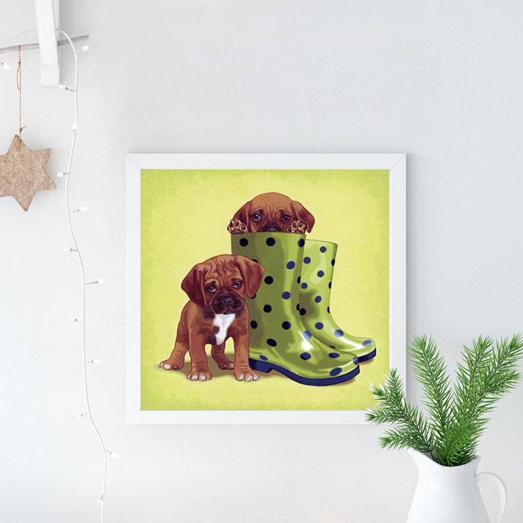 Full Diamond Painting kit - Cute dog in boots