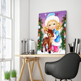 Full Diamond Painting kit - Little girl and cute deer