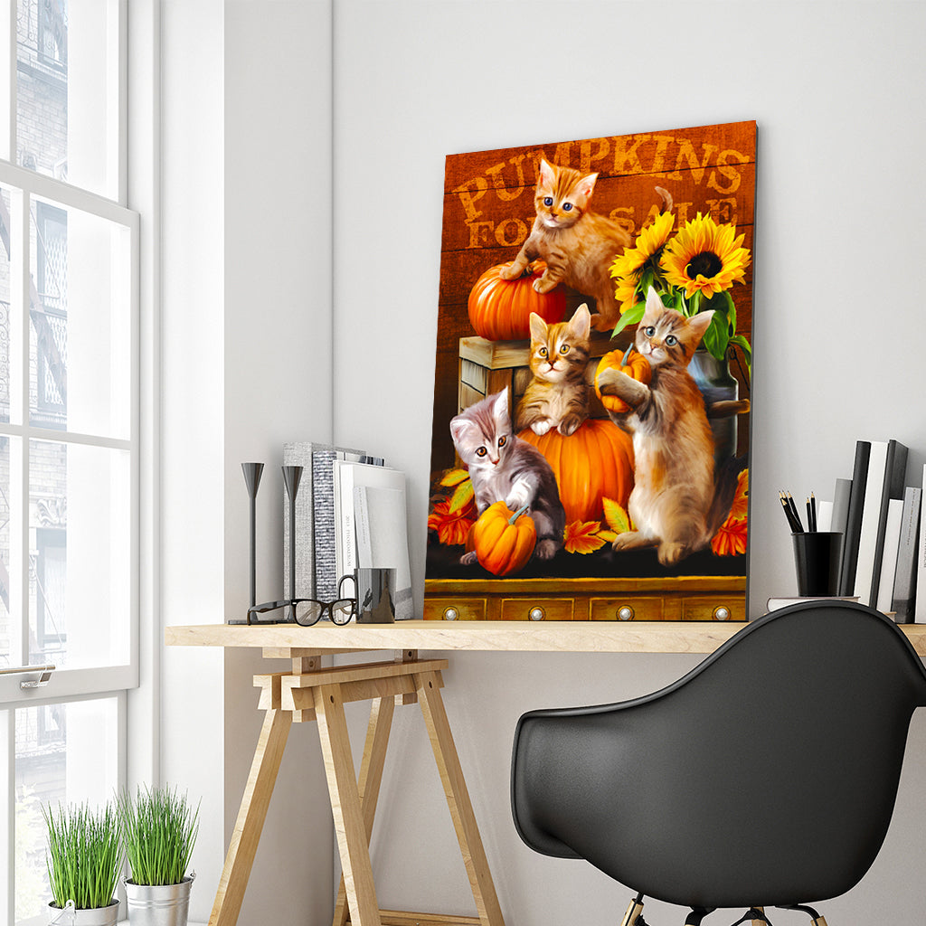 Full Diamond Painting kit - Pumpkins and cats