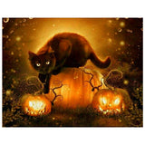 Full Diamond Painting kit - Jack-o-lantern and cat