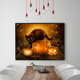 Full Diamond Painting kit - Jack-o-lantern and cat