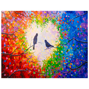 Full Diamond Painting kit - Birds on color branches