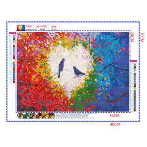 Full Diamond Painting kit - Birds on color branches
