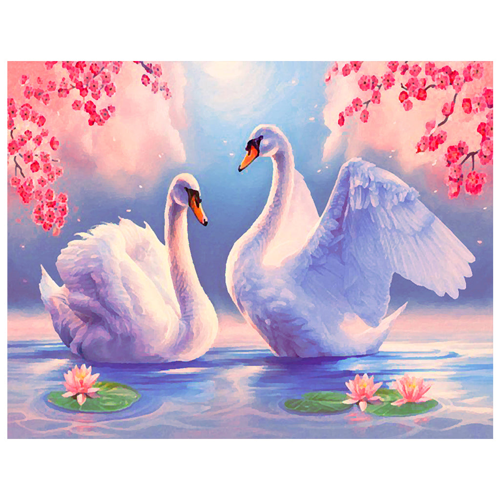 Full Diamond Painting kit - Cute couple swans