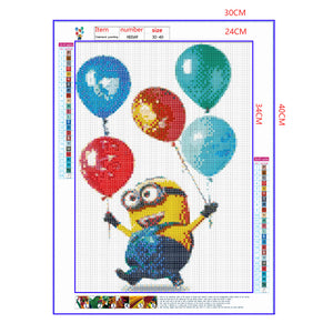Full Diamond Painting kit - Minions holding balloons