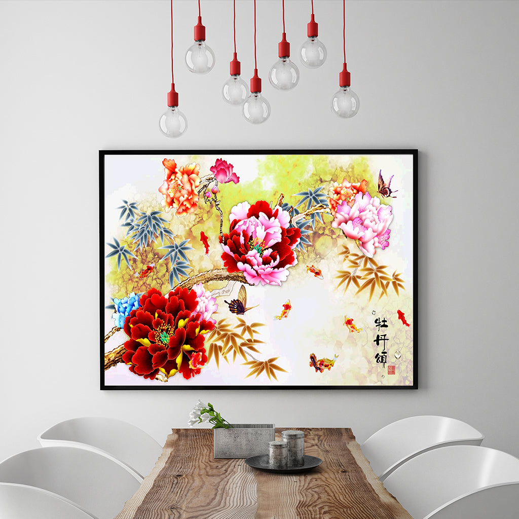 Full Diamond Painting kit - Peony flowers