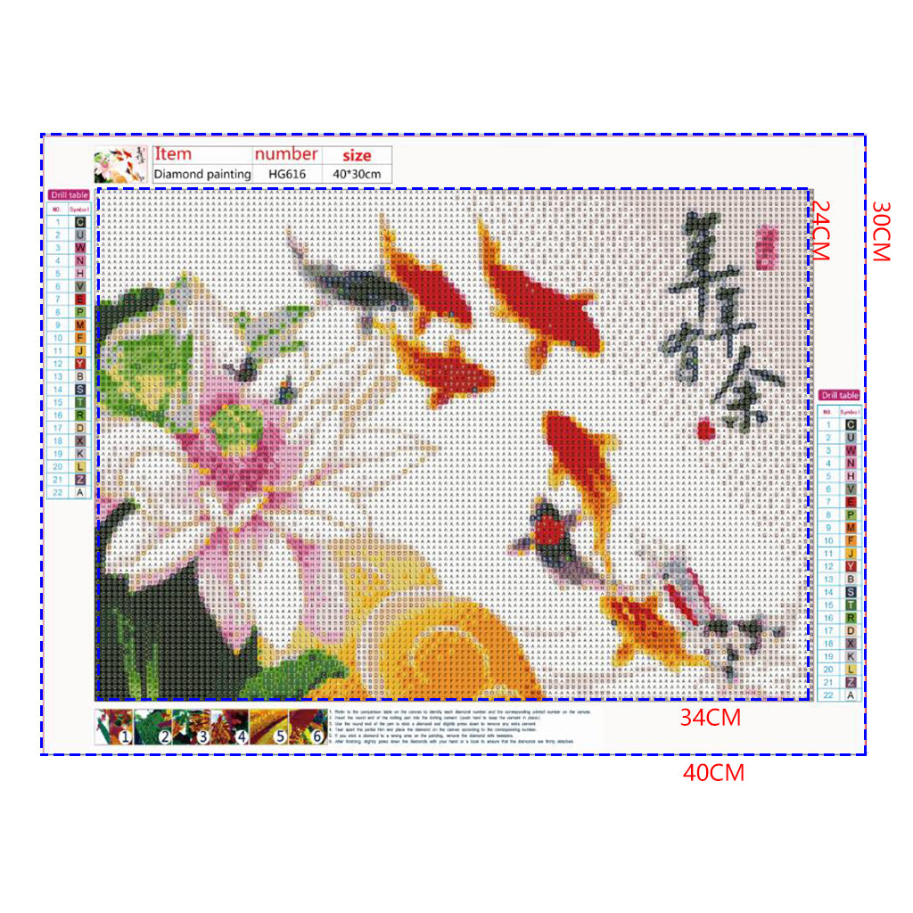 Full Diamond Painting kit - Koi and lotus