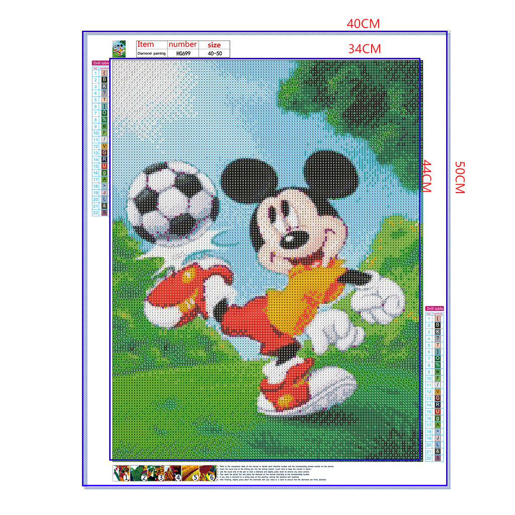 Full Diamond Painting kit - Mickey Mouse playing football (16x20inch)