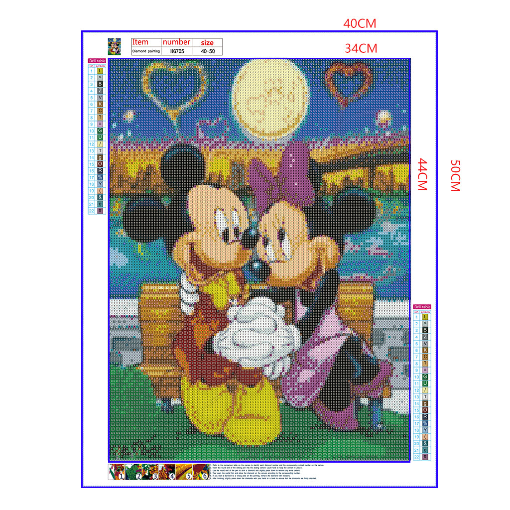 Full Diamond Painting kit - Minnie and Mickey hold hands (16x20inch)