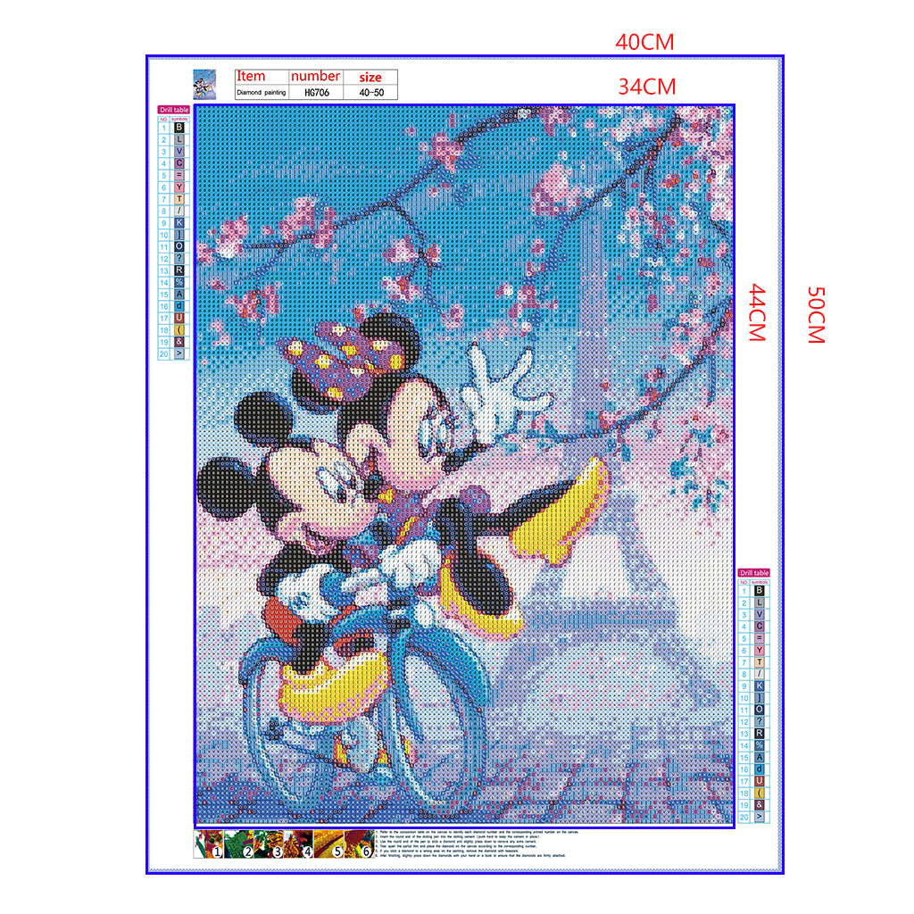 Full Diamond Painting kit - Minnie and Mickey riding a bike (16x20inch)