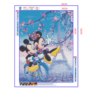 Full Diamond Painting kit - Minnie and Mickey riding a bike (16x20inch)