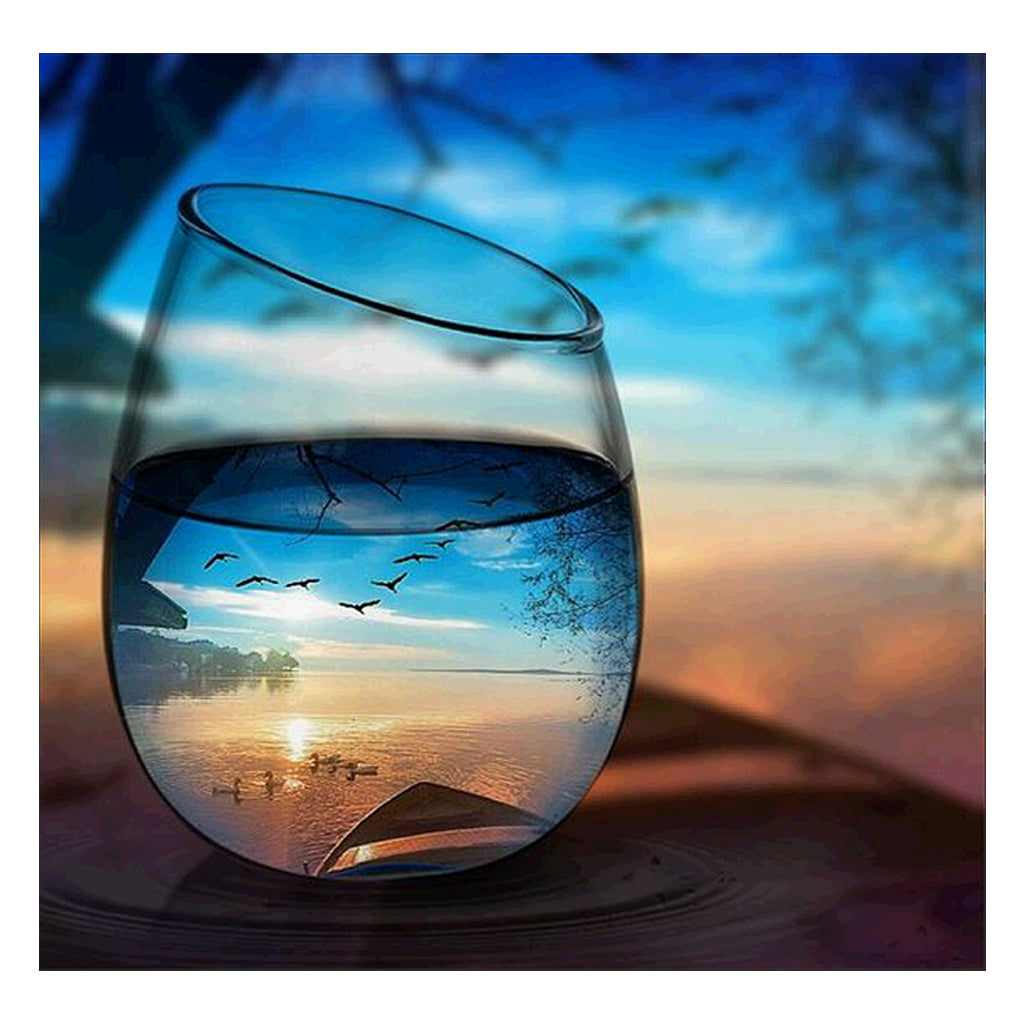 Full Diamond Painting kit - View of the sea from the glass